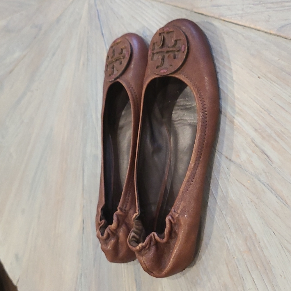 Tory Burch brown leather ballet flats - Picture 2 of 8